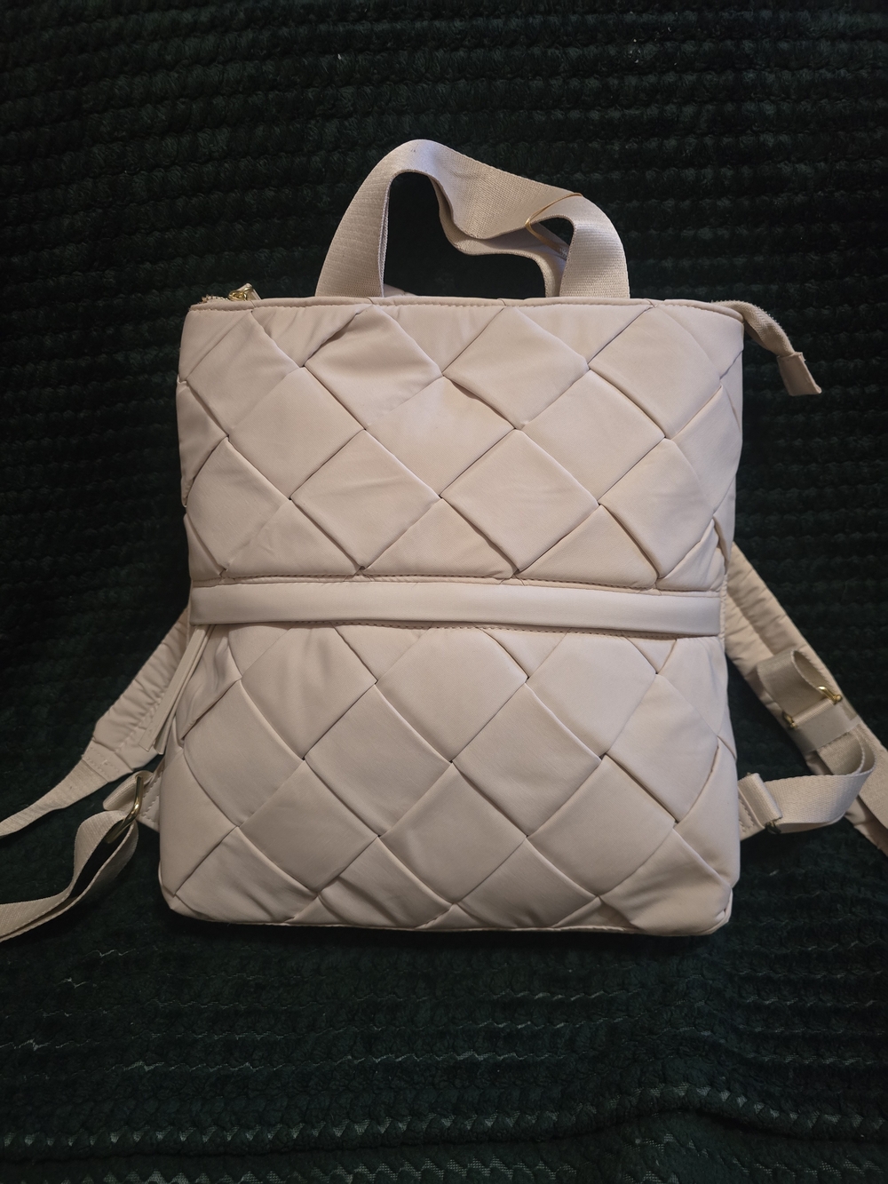 House of Harlow 1960 Quilted Beige Tote Backpack